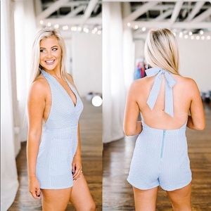 These Three seersucker halter romper